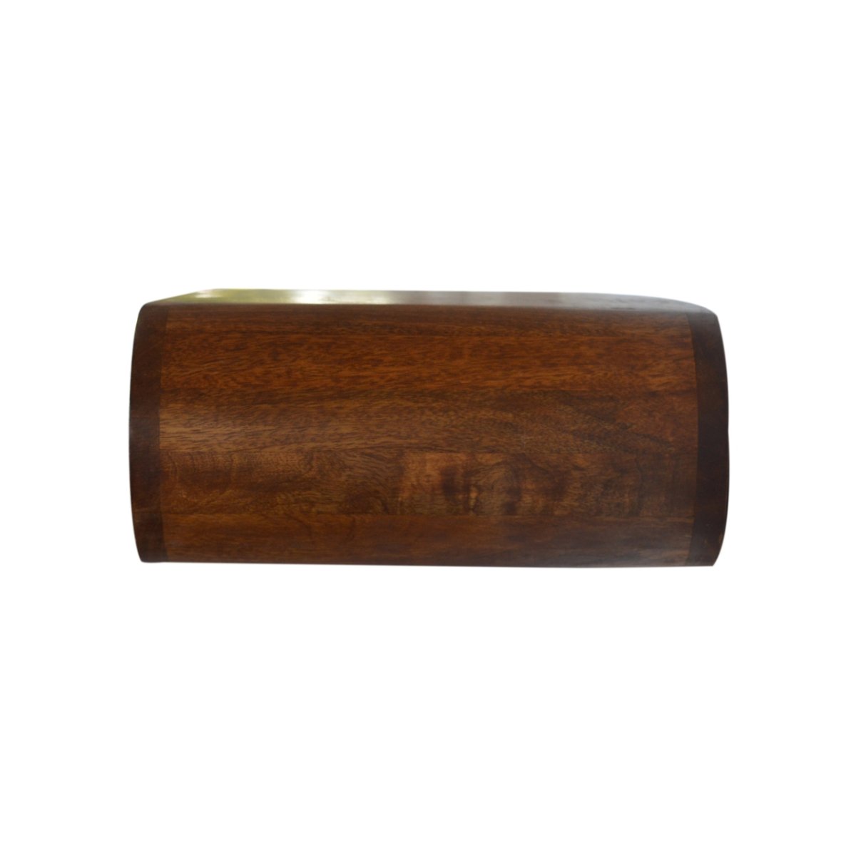 Comodino Sospeso Mini in Mango Massello Finitura Castagno con Cassetto Tondo