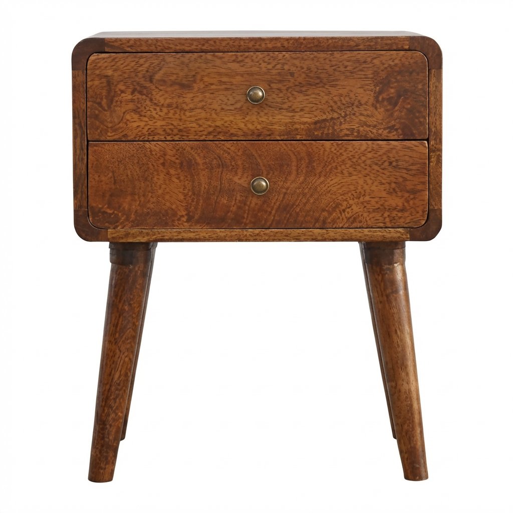 Curved Chestnut Bedside