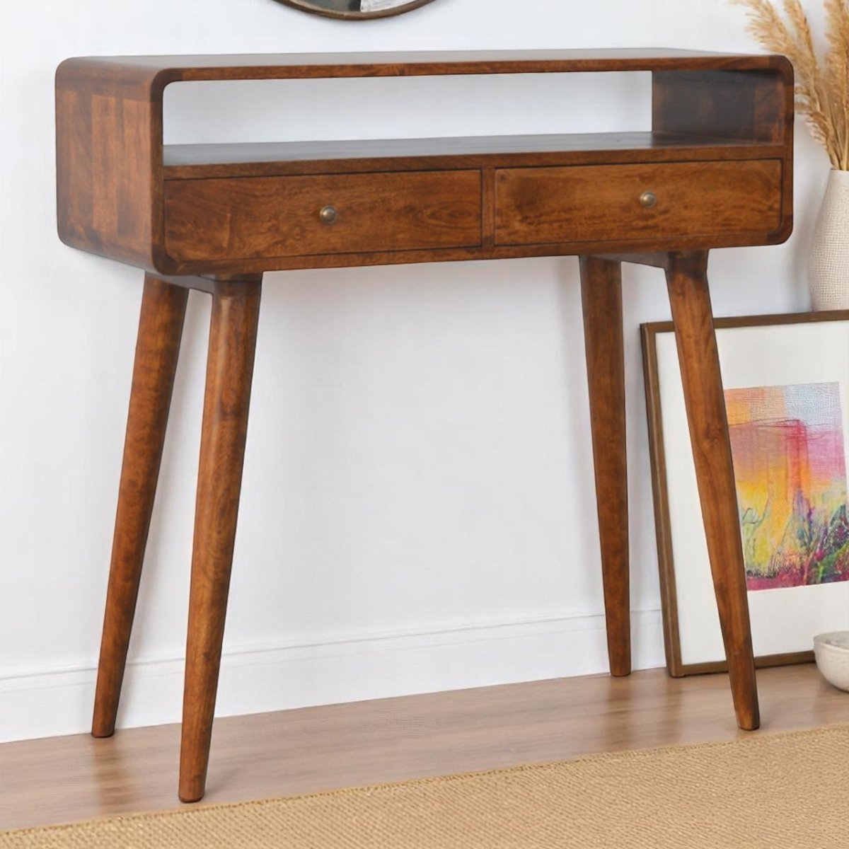 Curved Chestnut Bedside