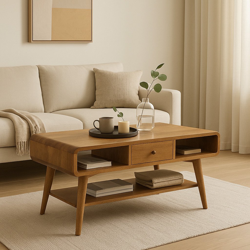 Curved Chestnut Bedside