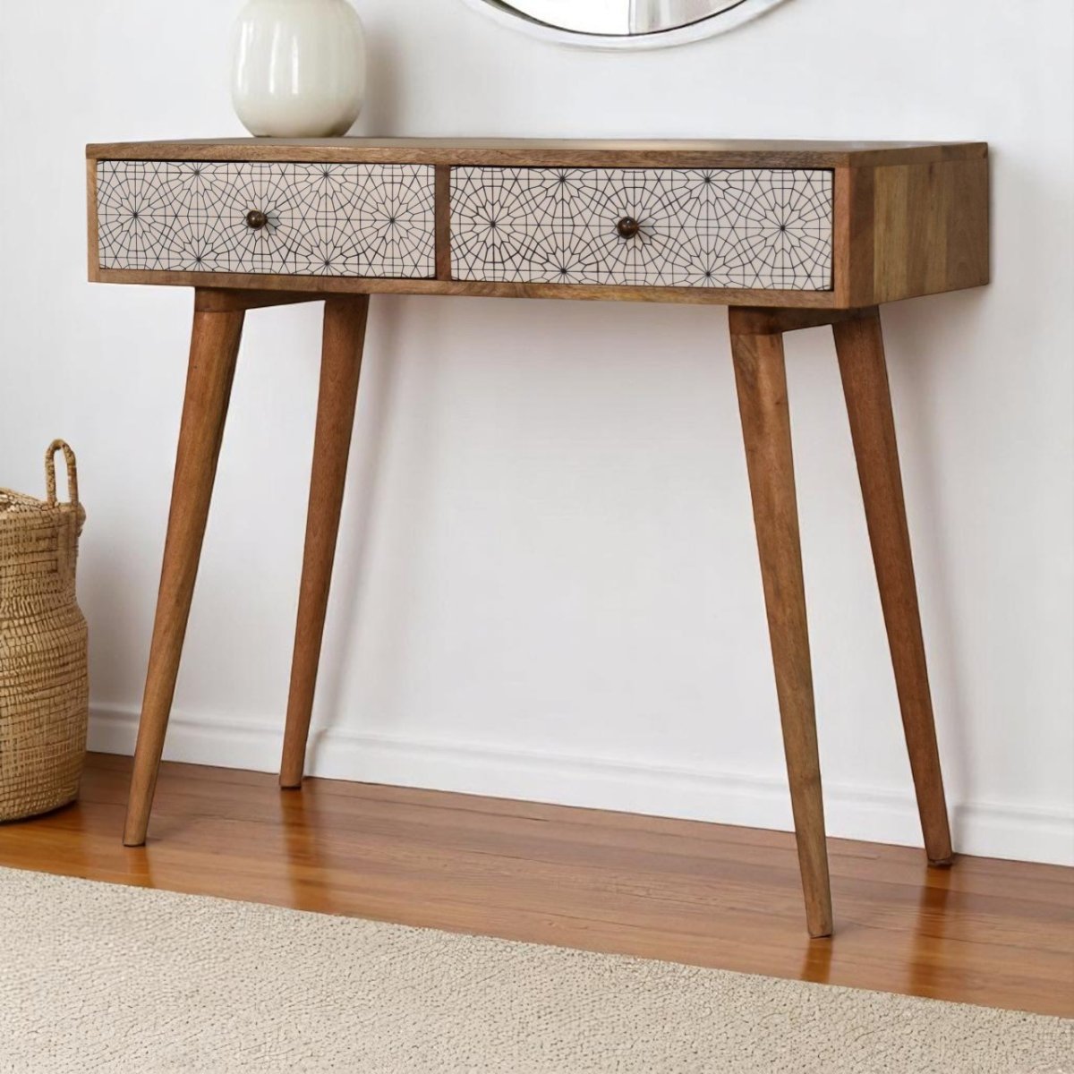 Curved Chestnut Bedside