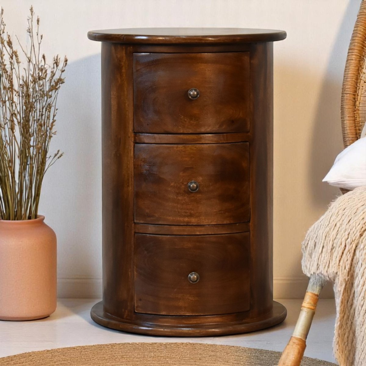 Curved Chestnut Bedside