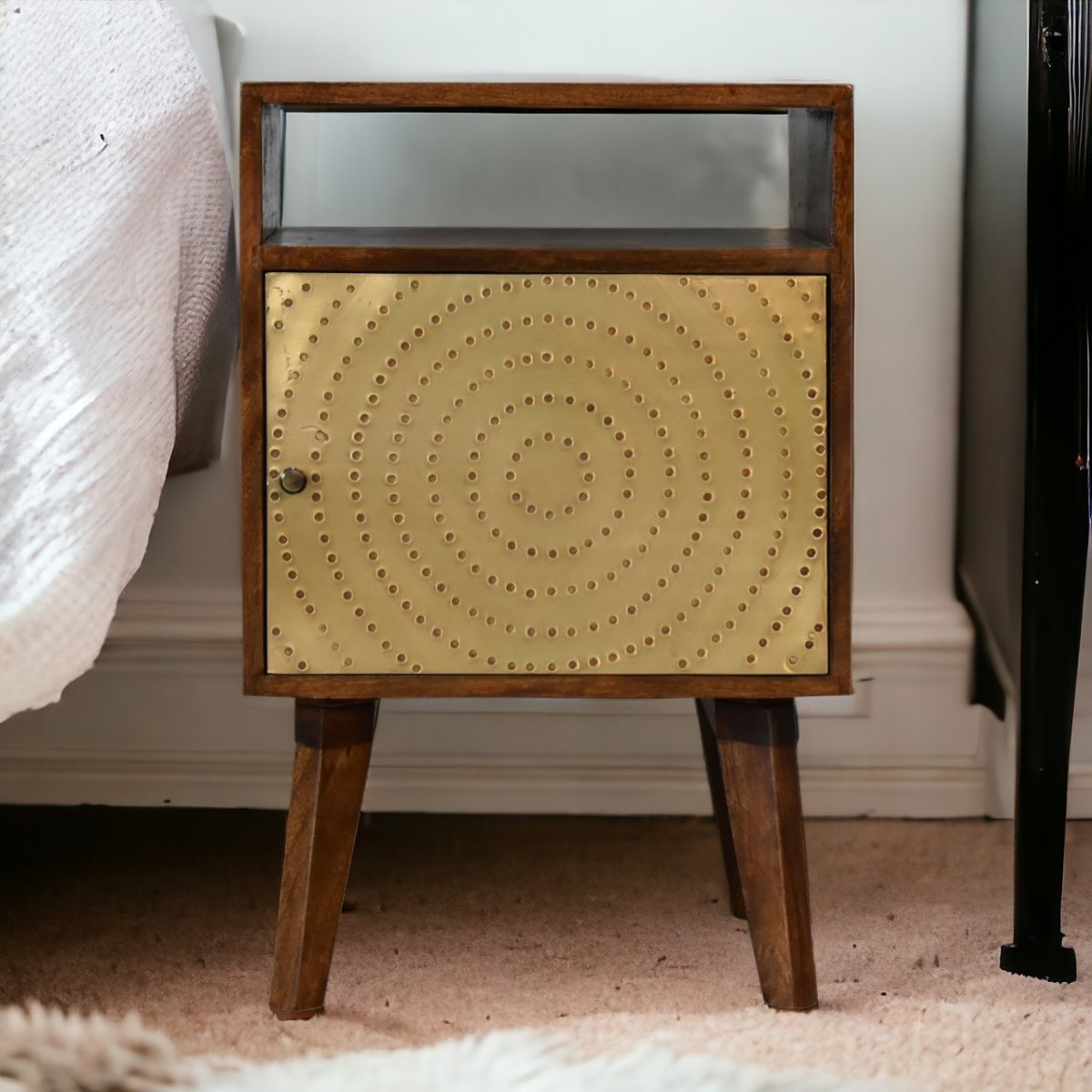 Curved Chestnut Bedside