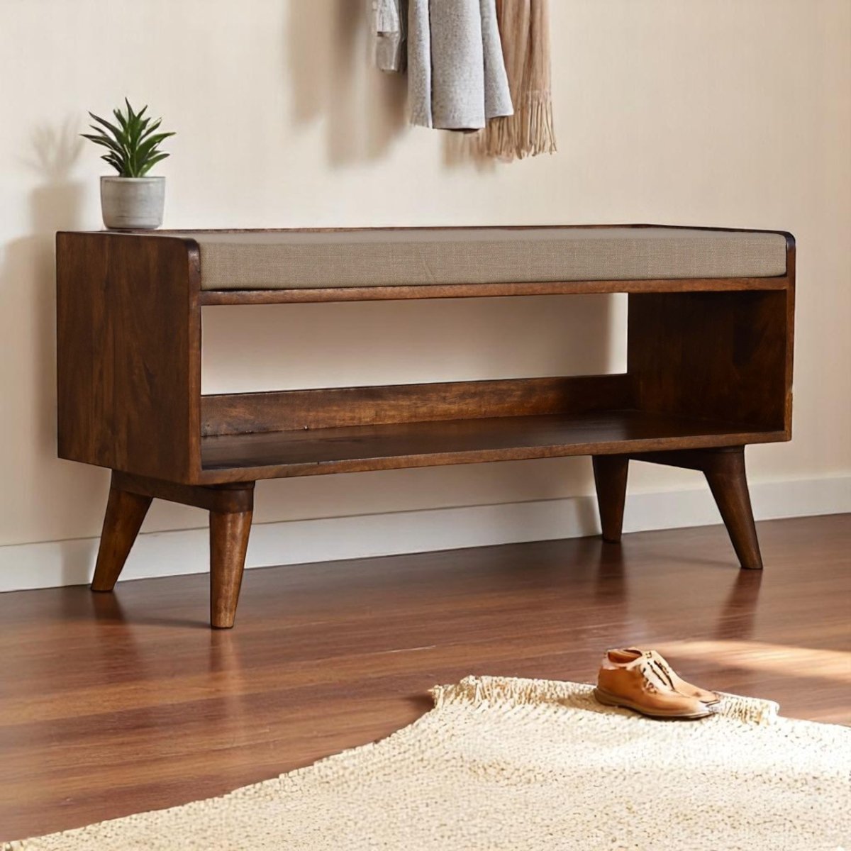 Curved Chestnut Bedside