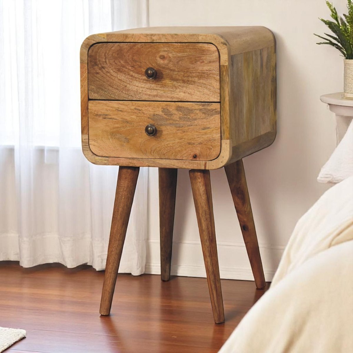 Curved Chestnut Bedside