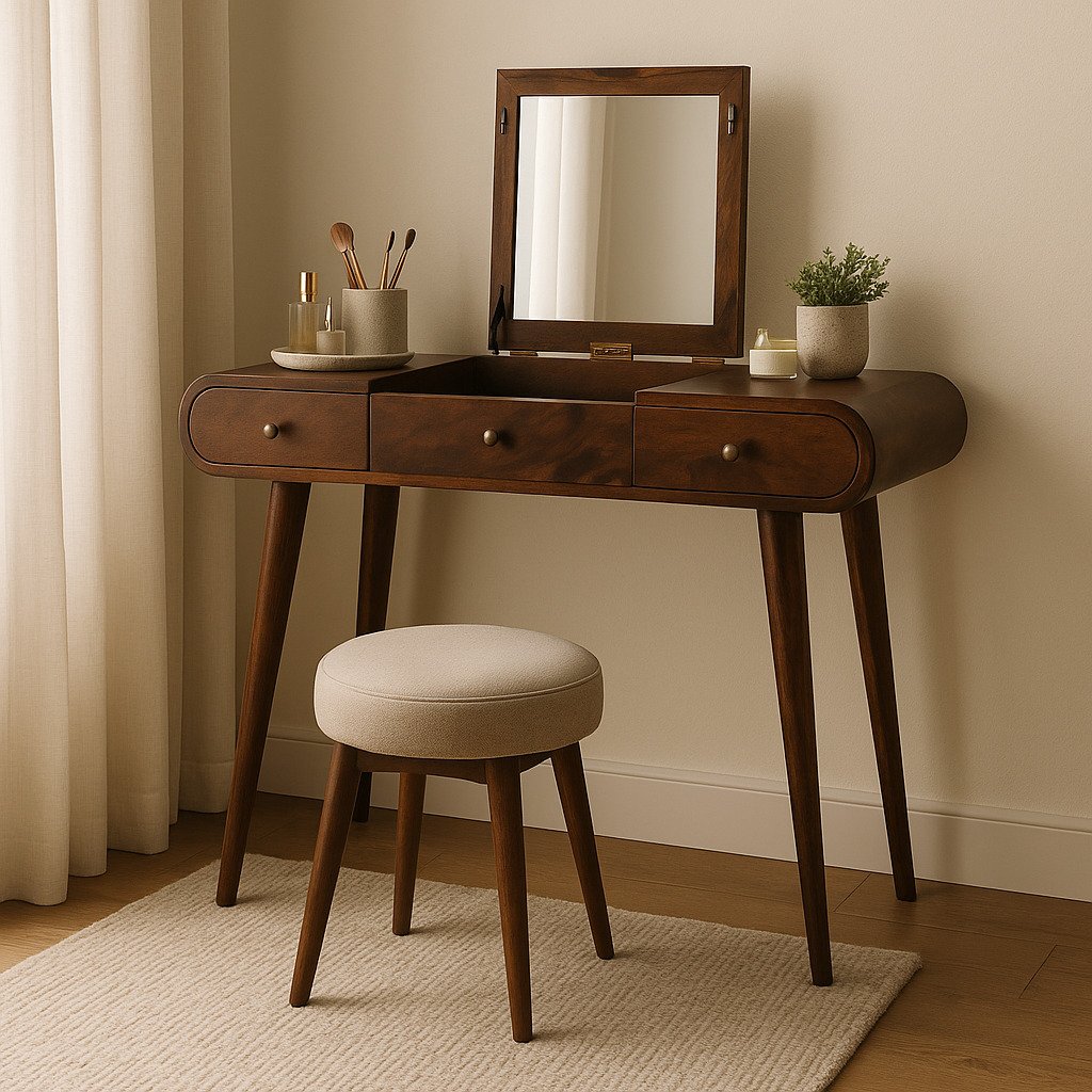 Curved Chestnut Bedside