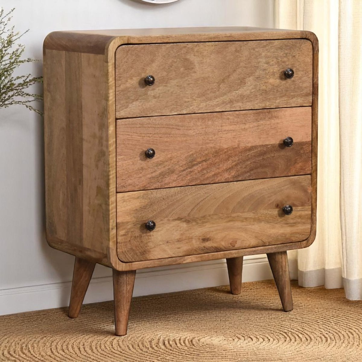 Curved Chestnut Bedside