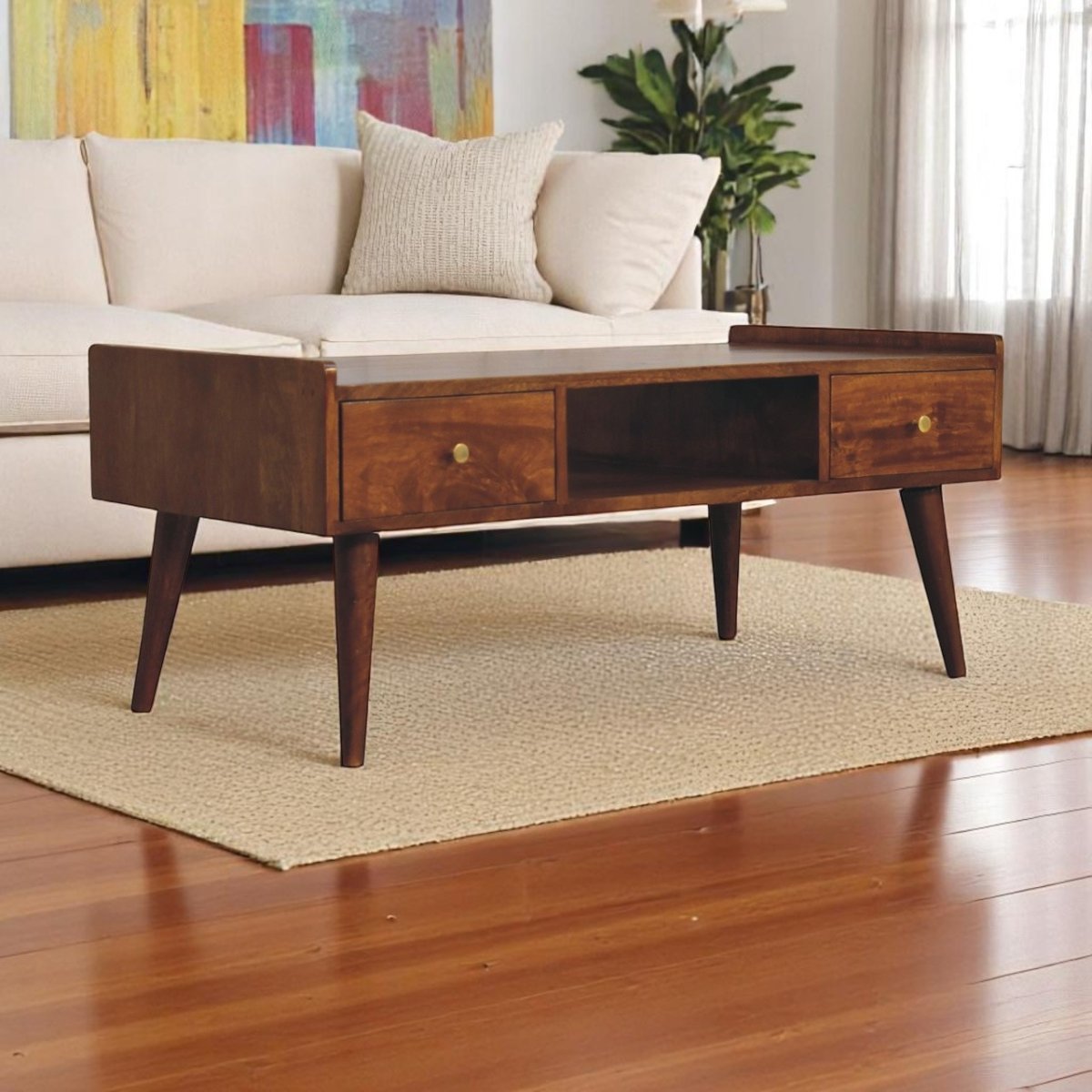 Curved Chestnut Bedside