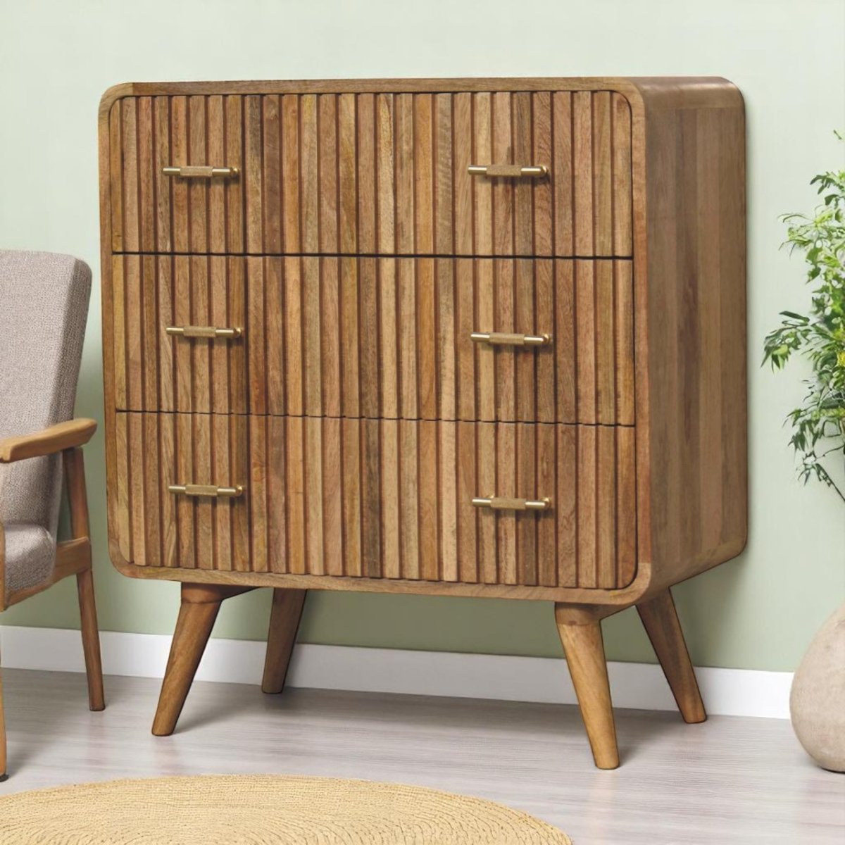 Curved Chestnut Bedside