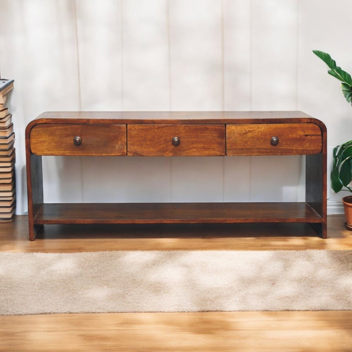 Curved Chestnut Bedside