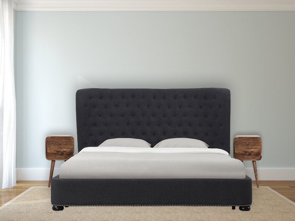 Mini Curved Grey Washed Bedside