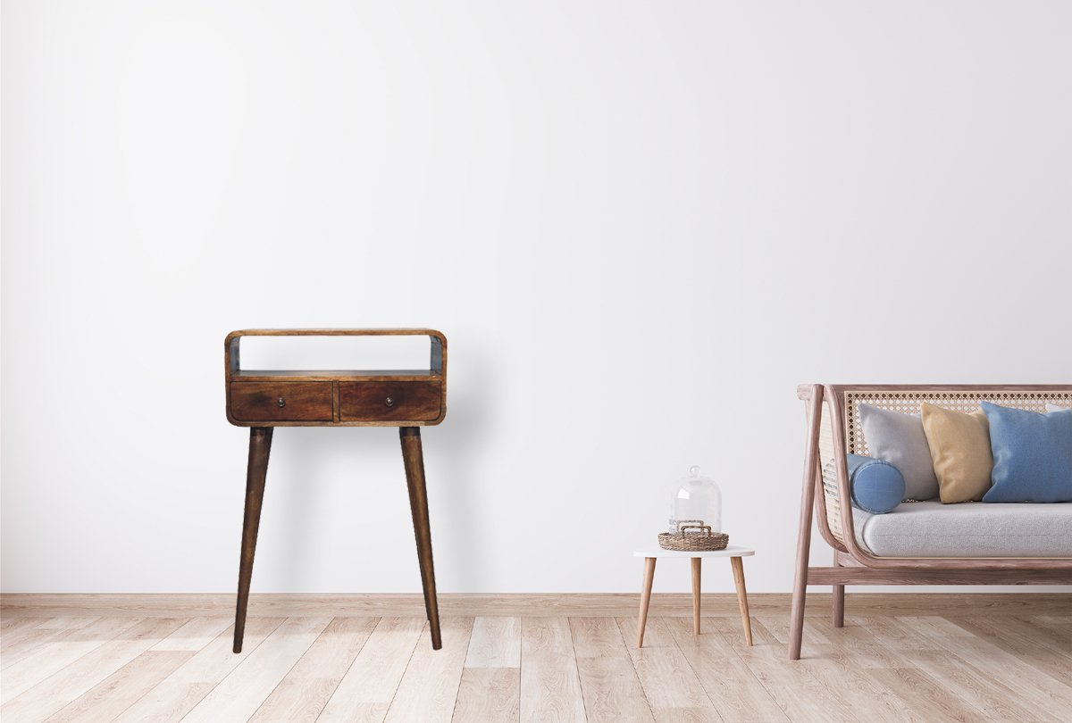 Mini Grey-wash Curved Console