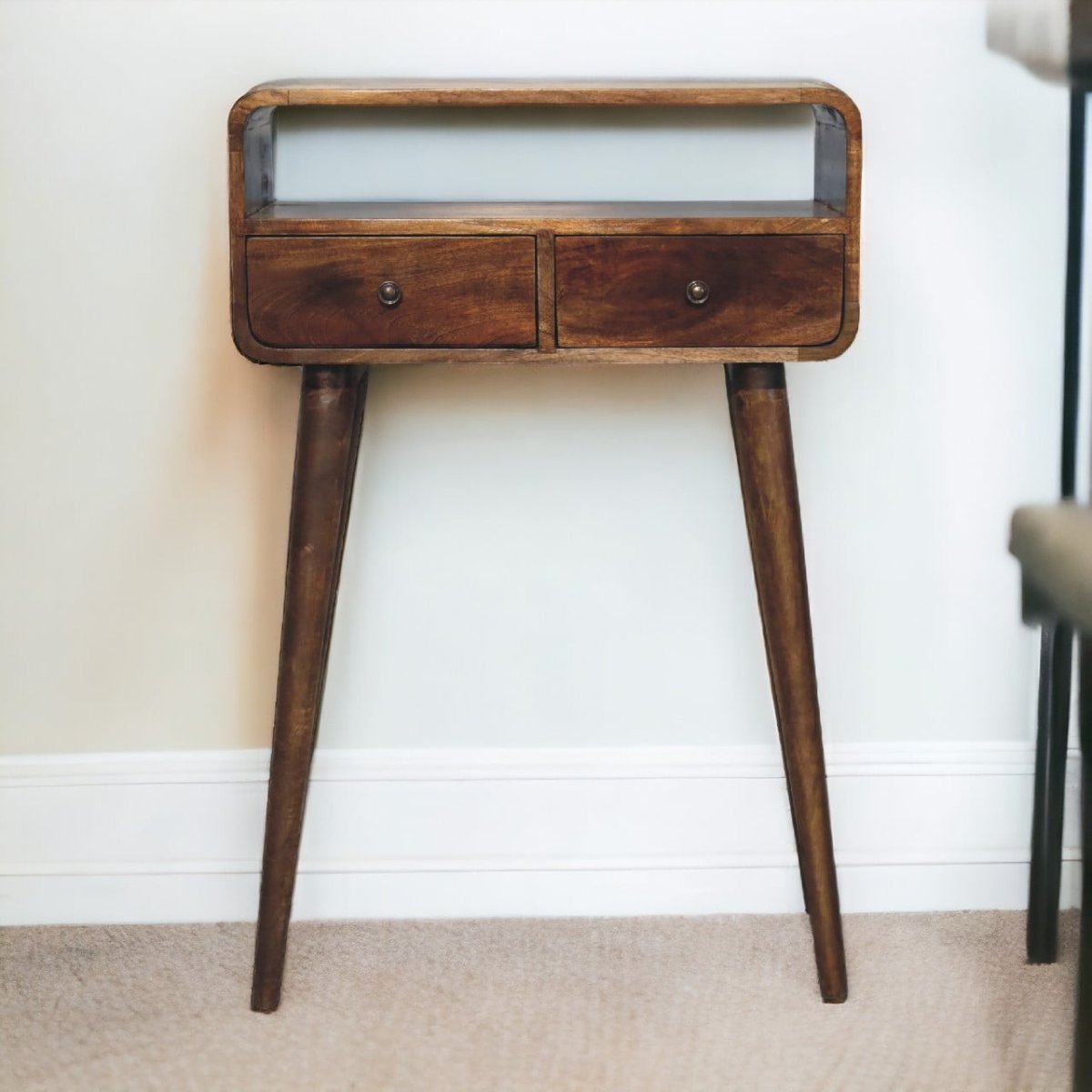 Mini Grey-wash Curved Console