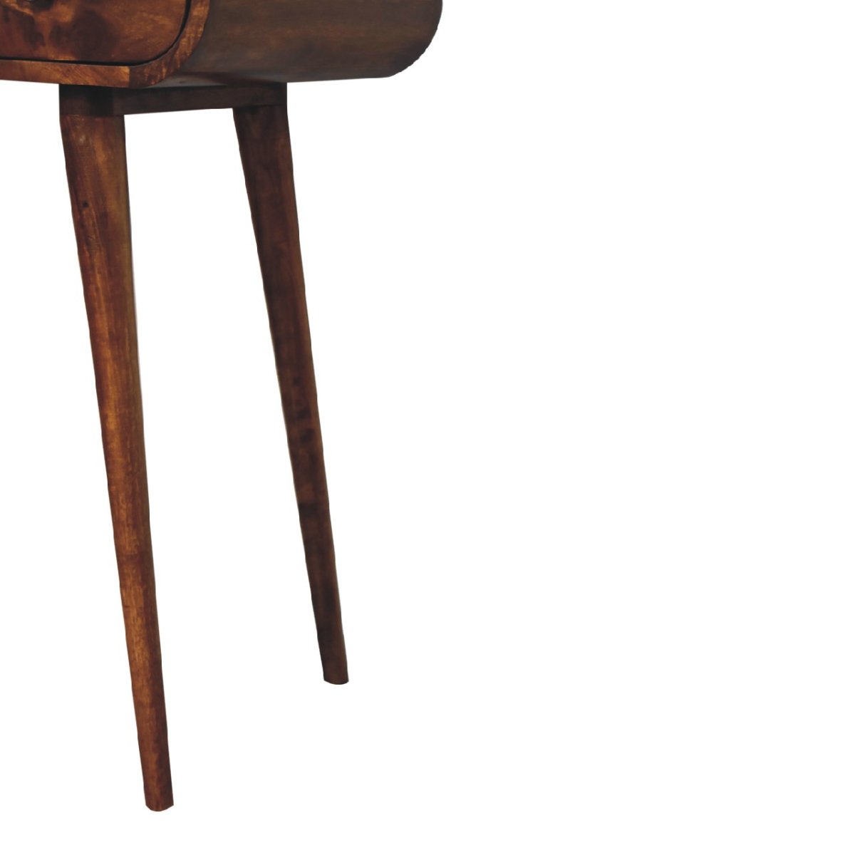 Toletta in Mango Massello Finitura Castagno con 3 Cassetti, Specchio e Gambe Nordic