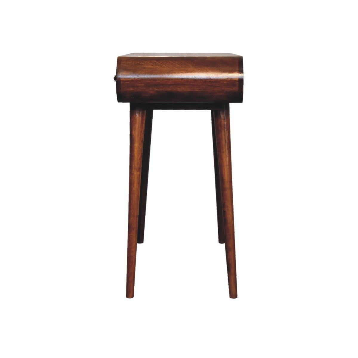 Toletta in Mango Massello Finitura Castagno con 3 Cassetti, Specchio e Gambe Nordic