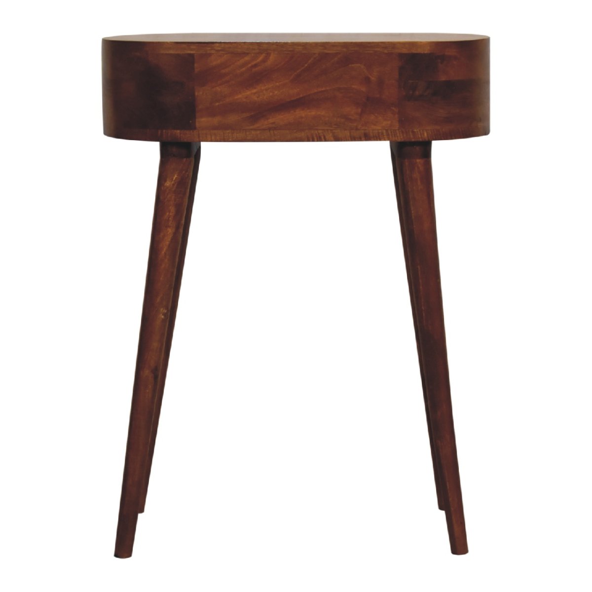 Consolle Mini in Mango Massello Finitura Castagno con Cassetto e Gambe Scandinave