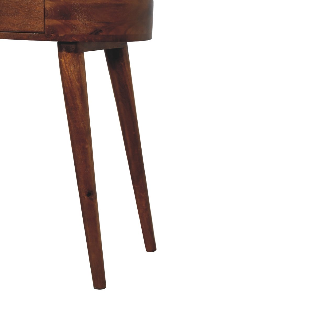 Consolle Mini in Mango Massello Finitura Castagno con Cassetto e Gambe Scandinave