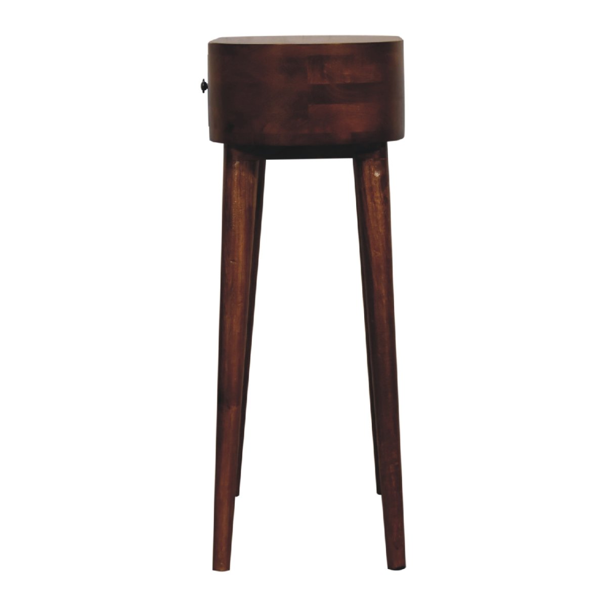 Consolle Mini in Mango Massello Finitura Castagno con Cassetto e Gambe Scandinave