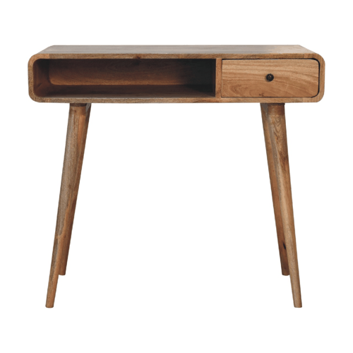 Scrivania in legno massello di mango con pomello in ottone