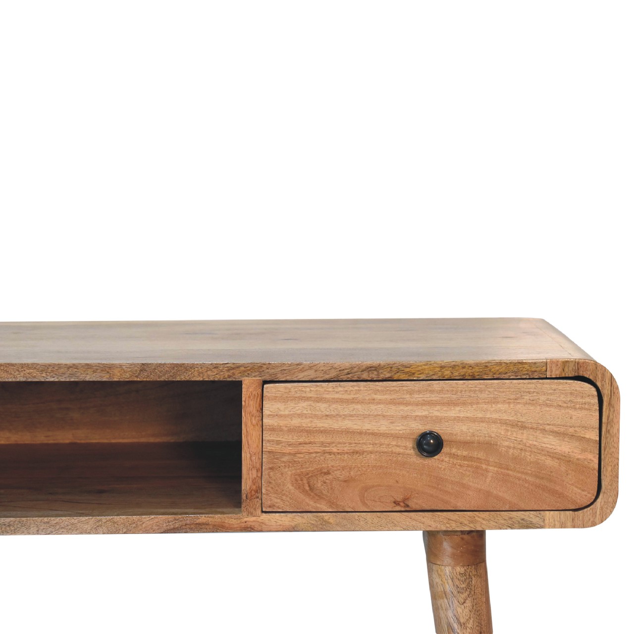 Scrivania in legno massello di mango con pomello in ottone