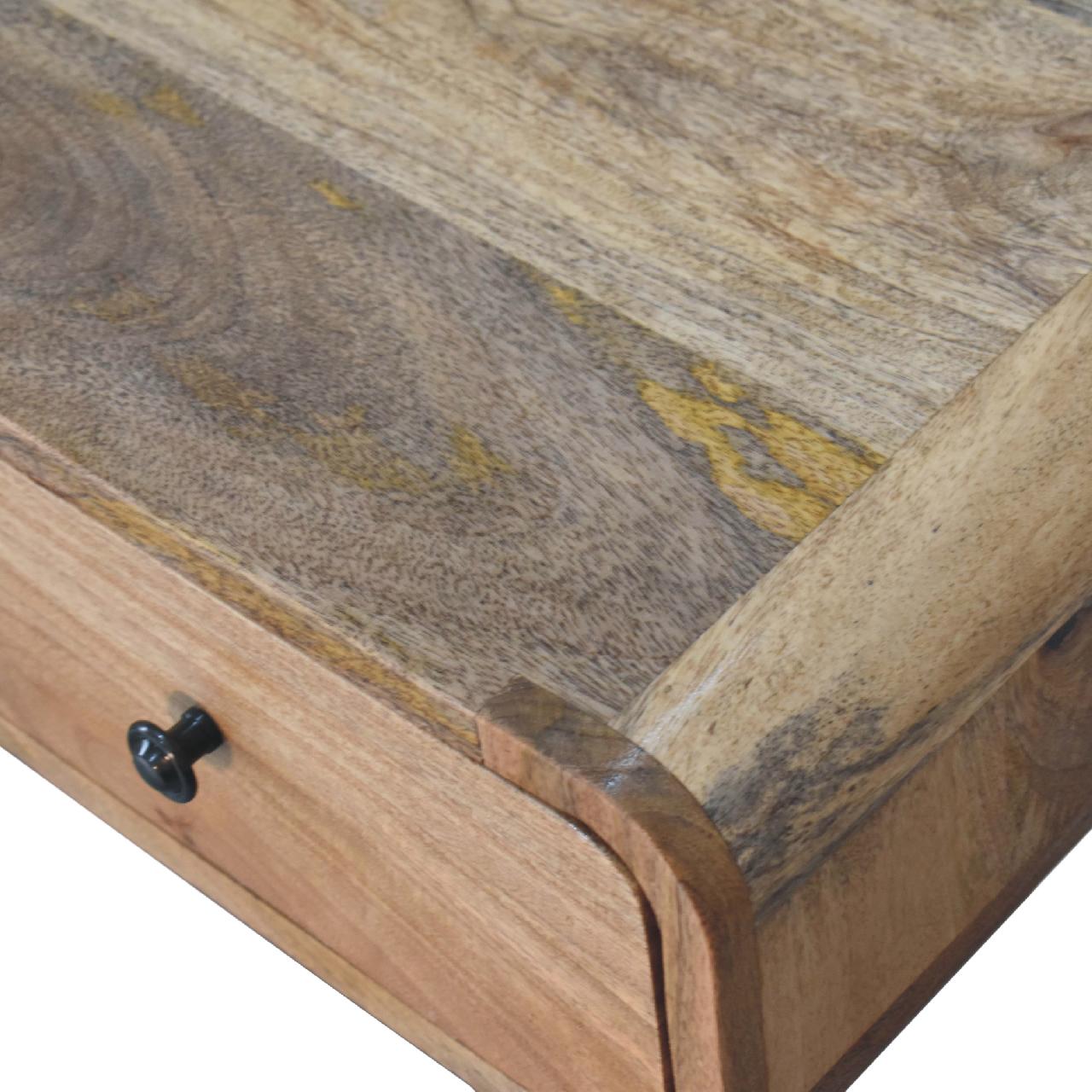 Scrivania in legno massello di mango con pomello in ottone