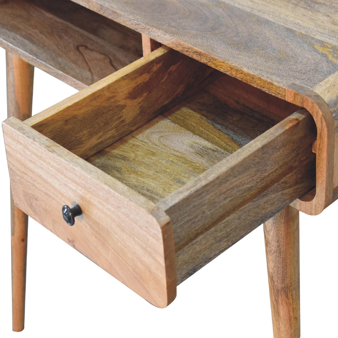 Scrivania in legno massello di mango con pomello in ottone