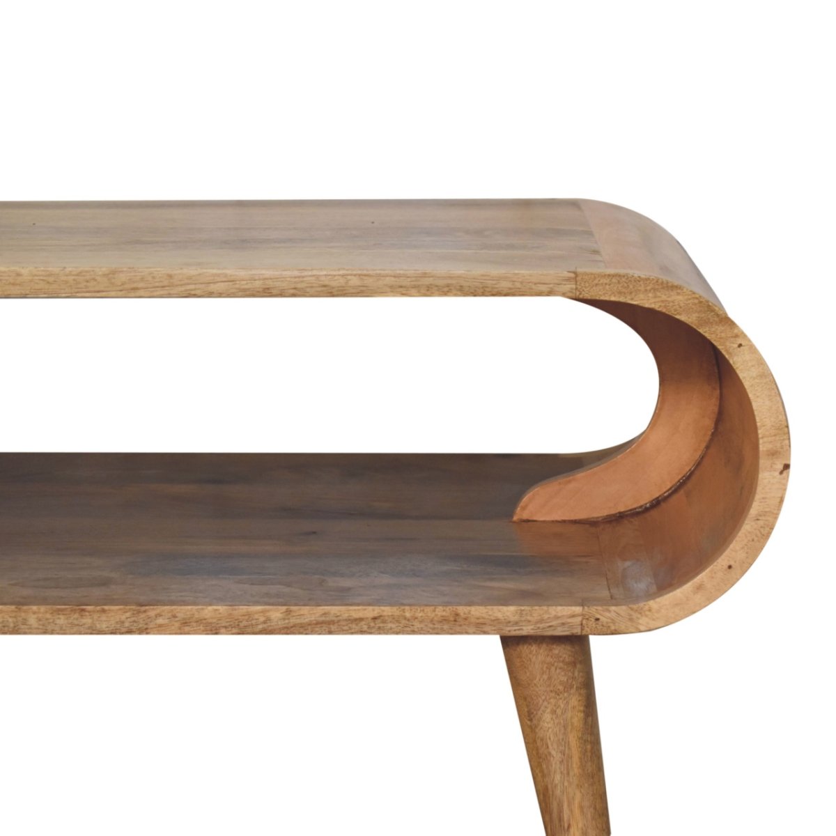 Tavolino Basso Aperto in Legno Massello Finitura Rovere
