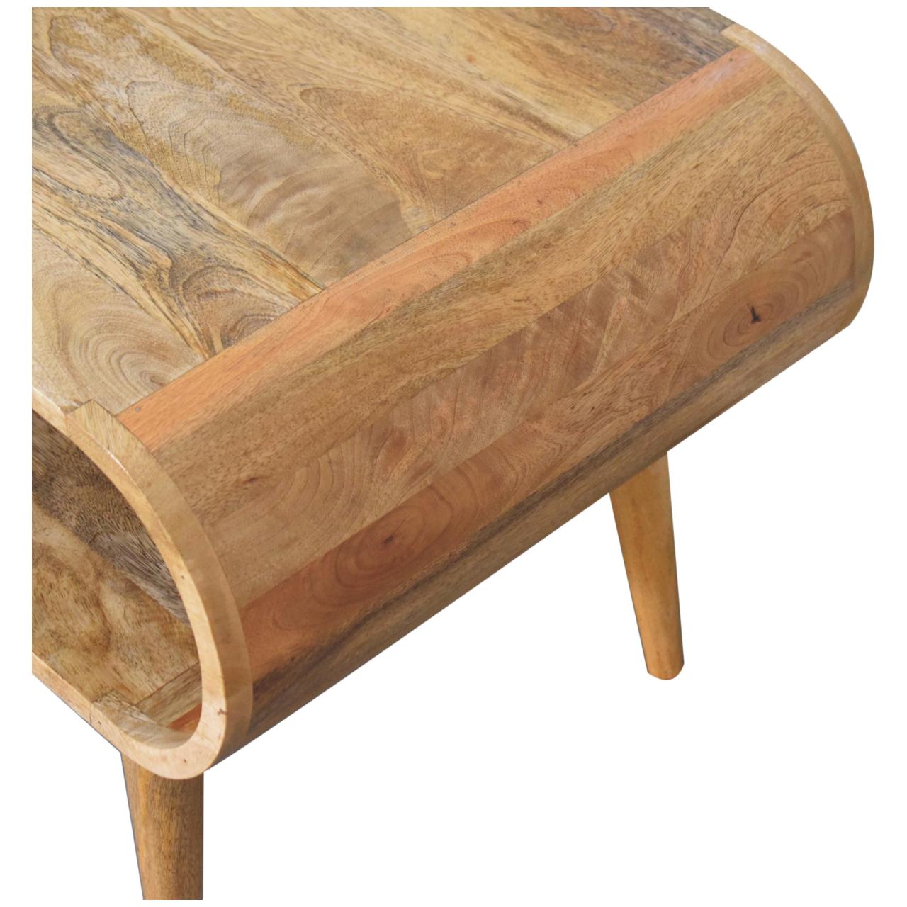 Tavolino Basso Aperto in Legno Massello Finitura Rovere