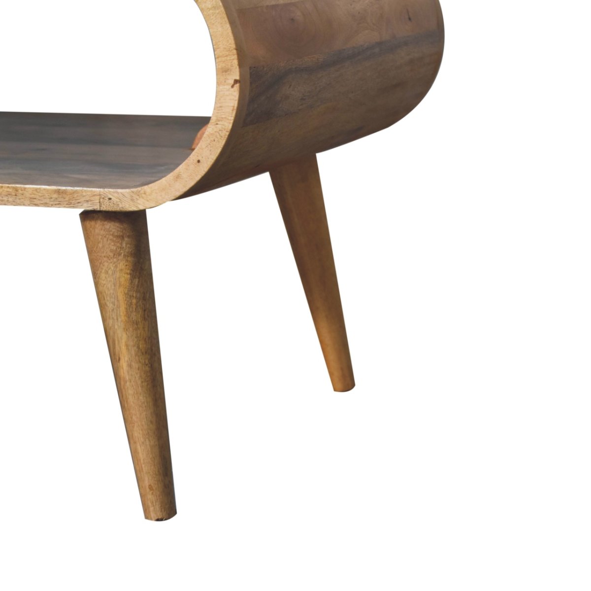 Tavolino Basso Aperto in Legno Massello Finitura Rovere