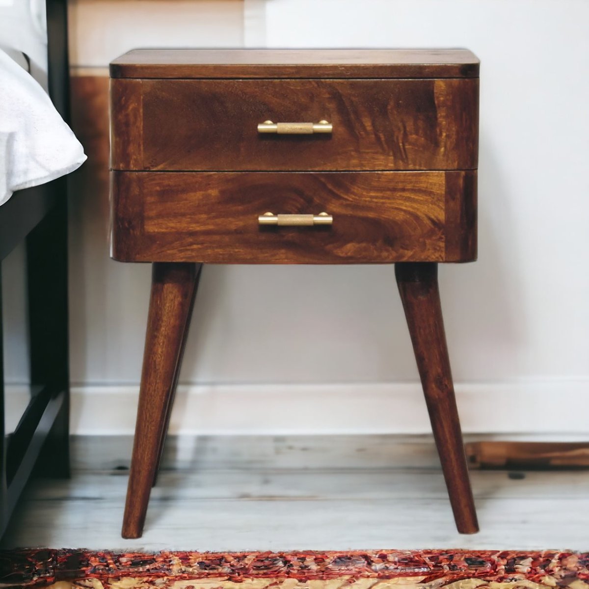 Chestnut T-Bar Nordic Bedside