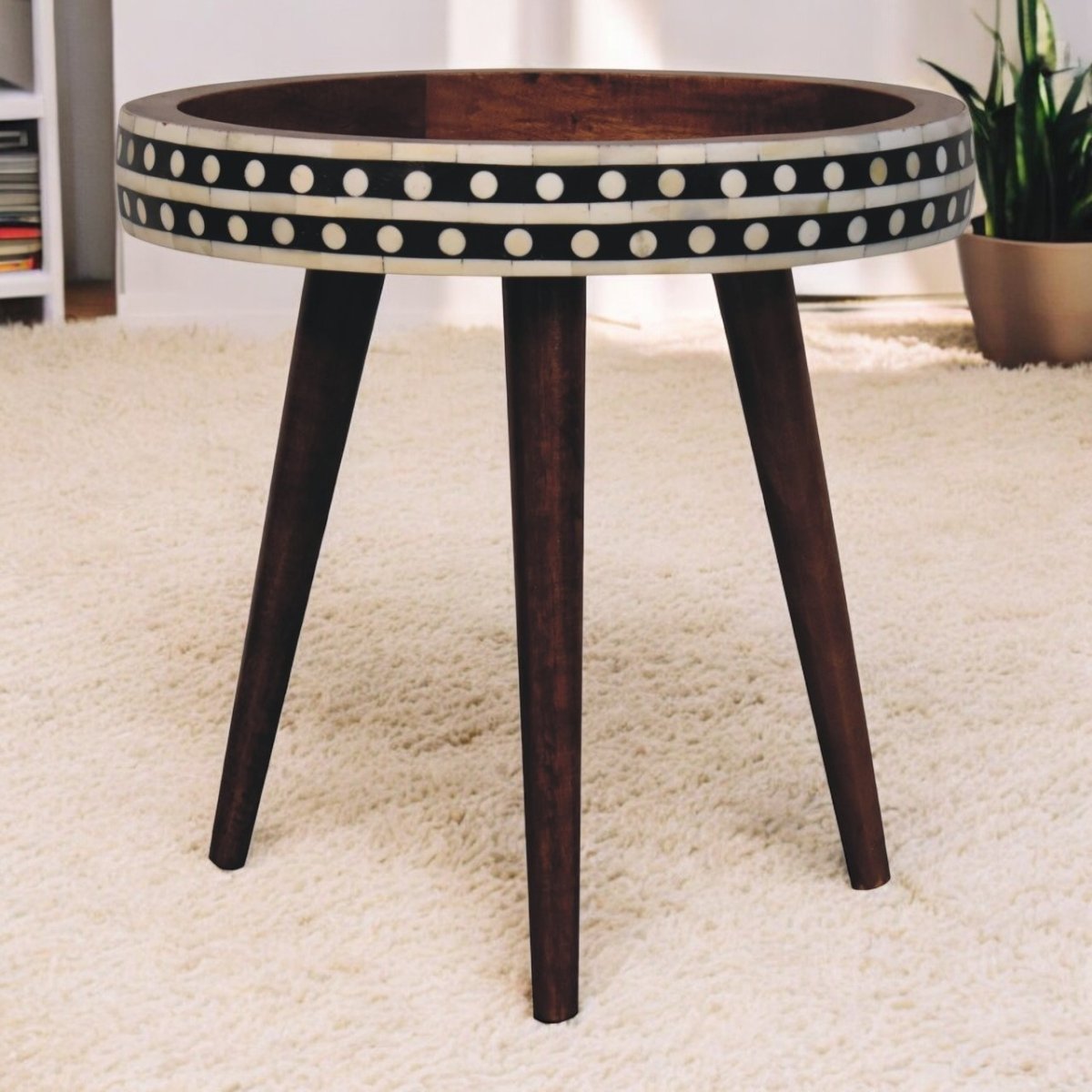 Honey Caramel Small Patterned Nordic Style End Table
