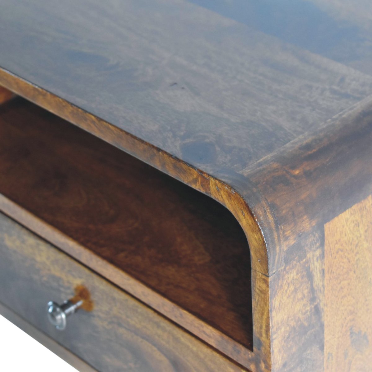 Large Chestnut Curve Upper Slot Floating Bedside
