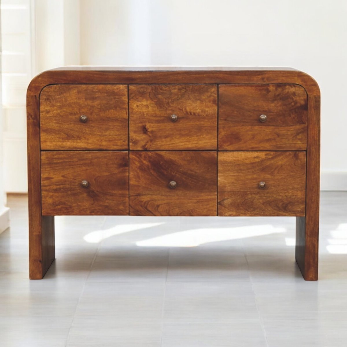 Darcy 3 over 3 Drawer Chest in Chestnut Finish