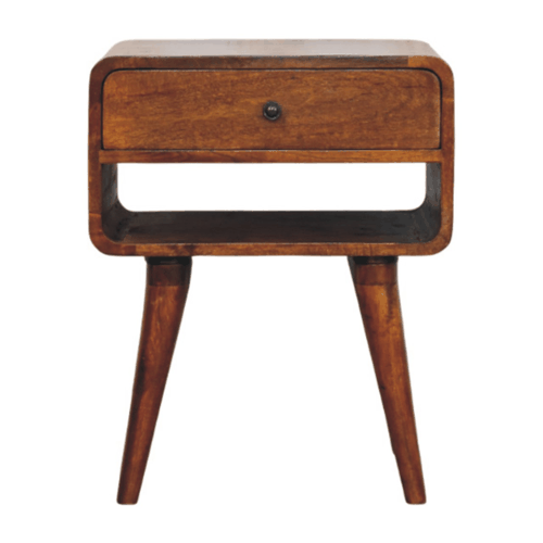 Avora Chestnut Nightstand with Drawer and open slot