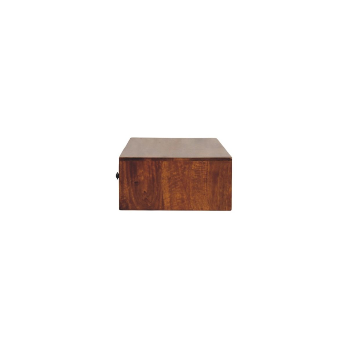 Consolle Sospesa in Mango Massello Finitura Castagno con 2 Cassetti e Pomoli — Linea Sottile