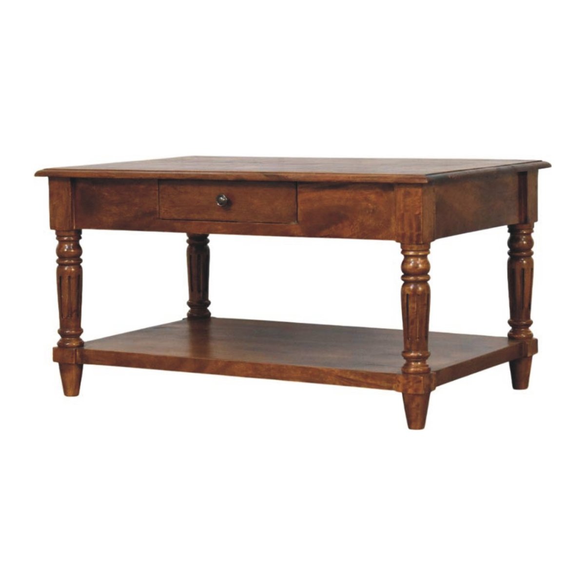 Turned Legs Chestnut 2 Drawer Coffee Table