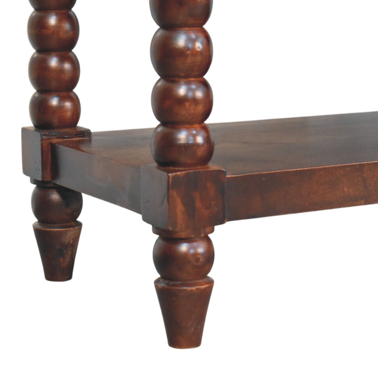 Panca Spindle in legno di mango e pelle, finitura Winewood