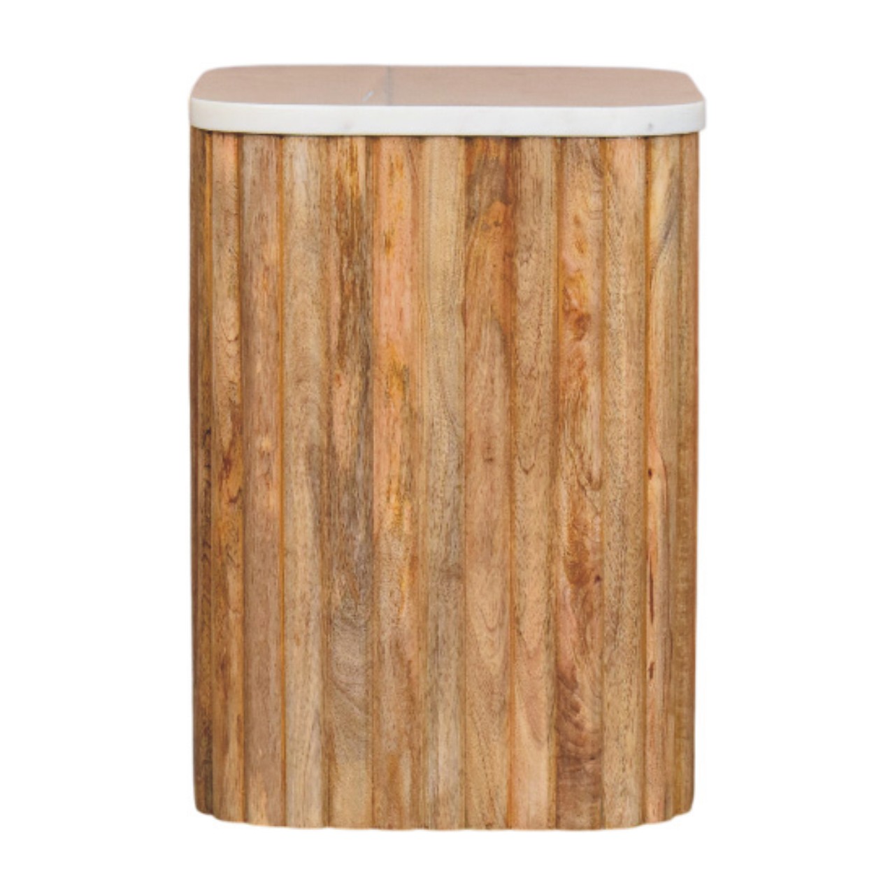 Tavolino in Mango Massello Oak-ish con Piano in Marmo e Gambe Scanalate