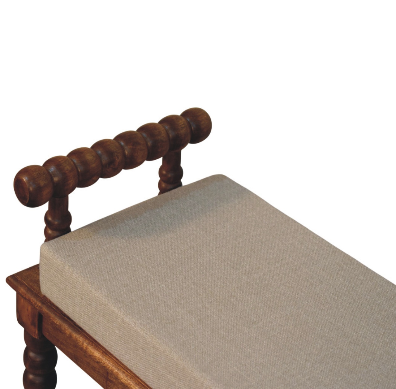 Panca Spindle in legno massello di mango con seduta in lino