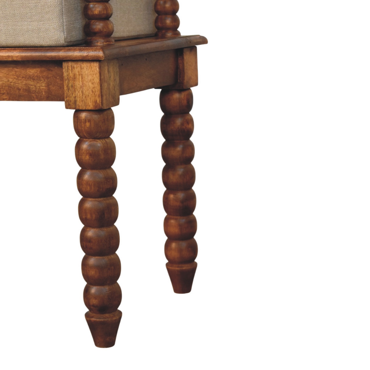 Panca Spindle in legno massello di mango con seduta in lino