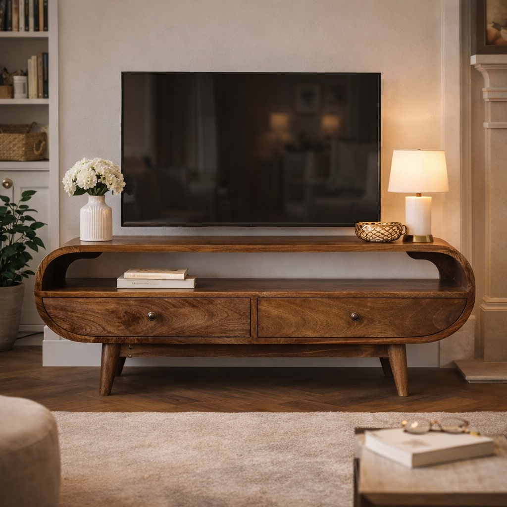 Rounded Edge 2-Drawer Media Unit