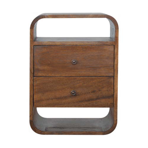 Chestnut Curve 2 Drawer Bedside