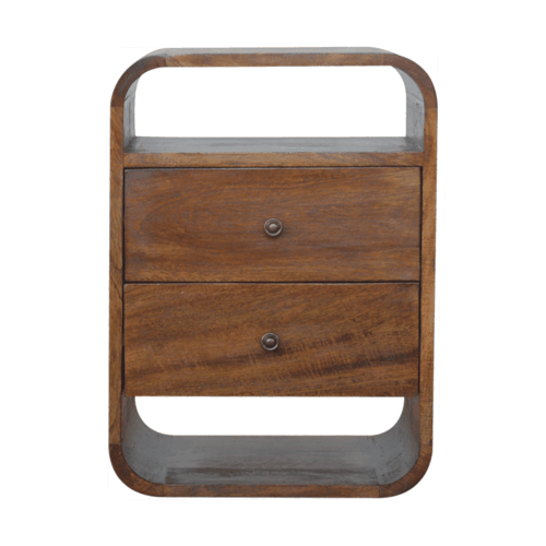 Chestnut Curve 2 Drawer Bedside