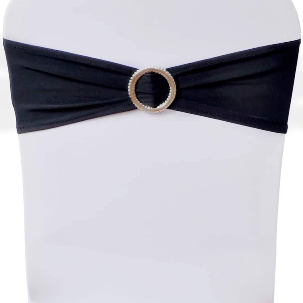 Fascia Elasticizzata Nera Decorativa Sedia con Fibbia Diamante 25 pz