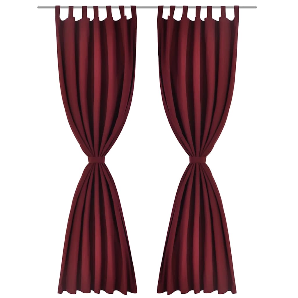Tende in Micro-Raso Bordò 2 pz con Occhielli 140 x 175 cm