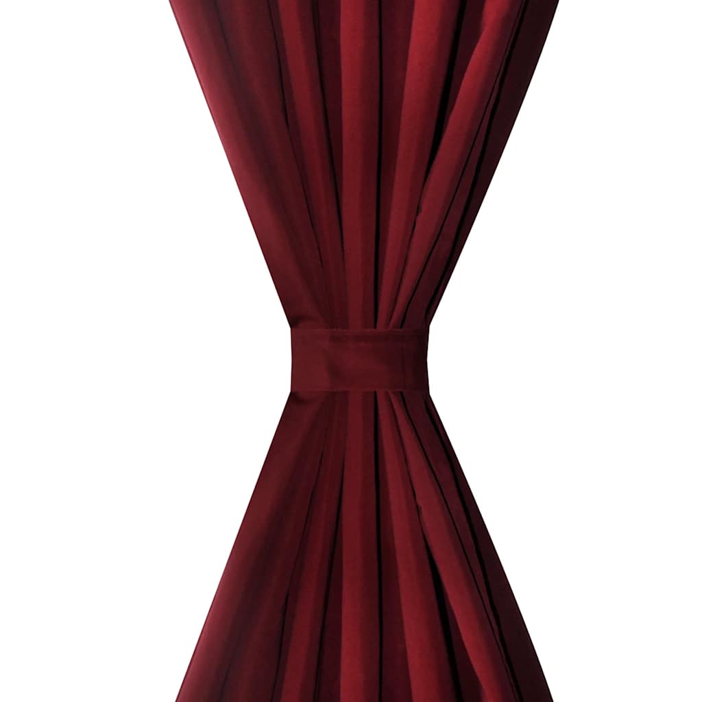 Tende in Micro-Raso Bordò 2 pz con Occhielli 140 x 175 cm