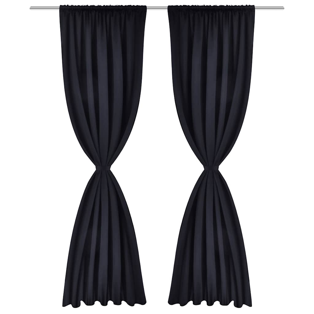 Tende Oscuranti Nere 2 pz con Orlo Ribattuto 135 x 245 cm
