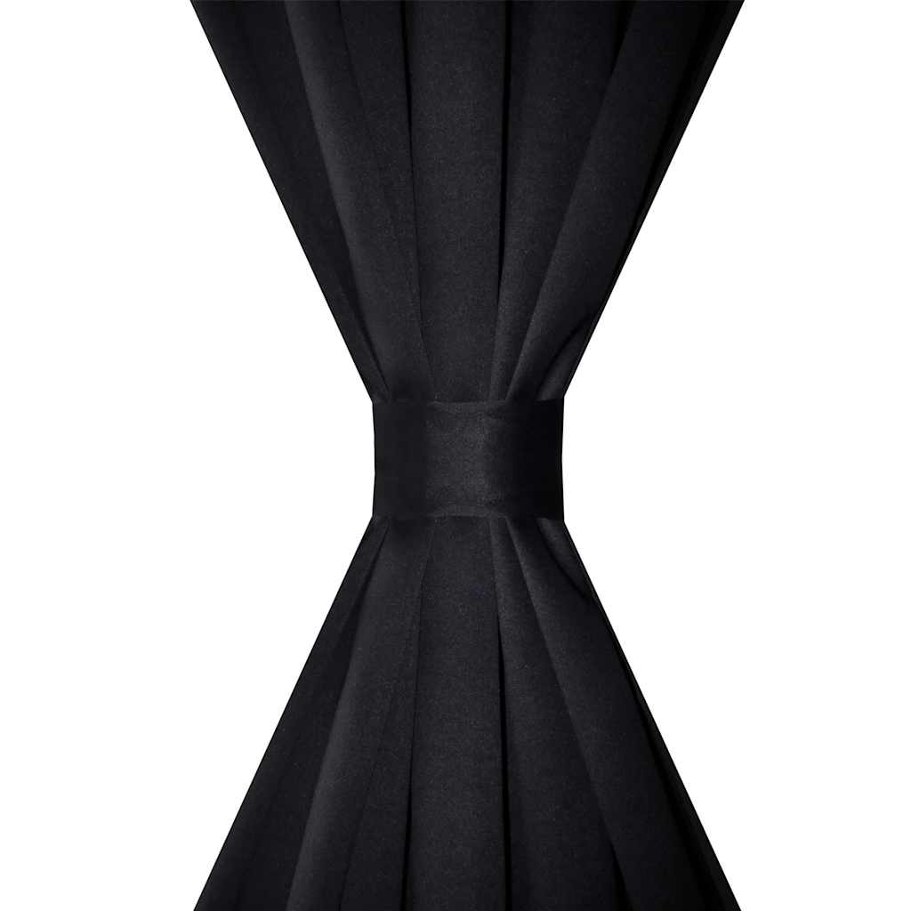 Tende Oscuranti Nere 2 pz con Orlo Ribattuto 135 x 245 cm