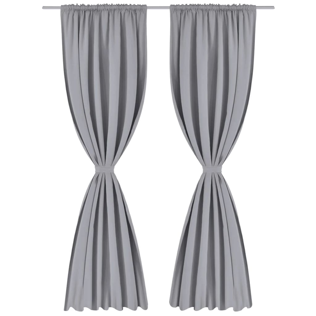 Tende Oscuranti con Testa a Fessura 2 pz Grigie 135x245 cm