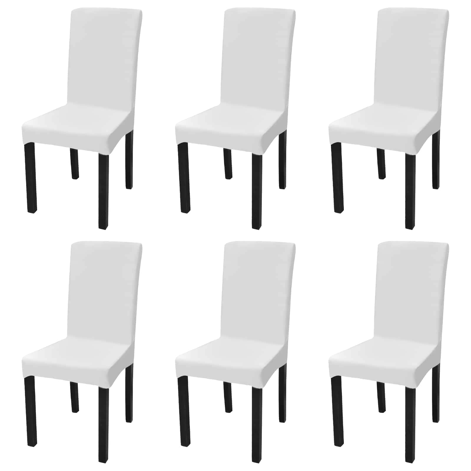 Coprisedia Elasticizzata Dritta Set 6 pz Bianco